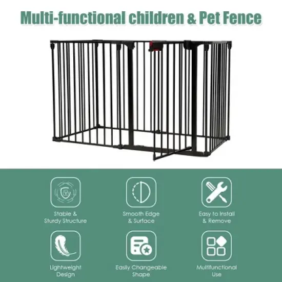 Costway 6 Panel Baby Safe Metal Gate Play Yard Barrier Pet Fence Adjustable image {7}