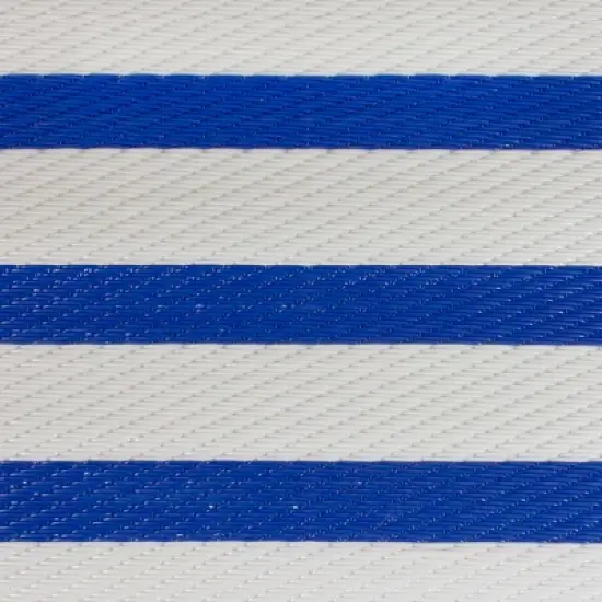 Northlight 4' x 6' Blue and White Striped Rectangular Outdoor Area Rug image {3}