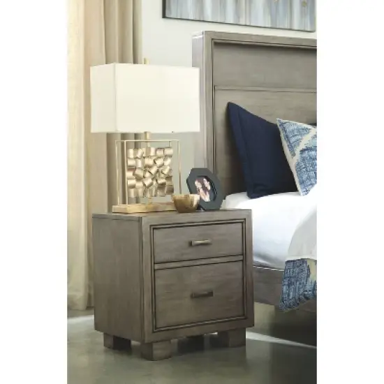 Arnett Two Drawer Nightstand Gray - Signature Design by Ashley image {1}