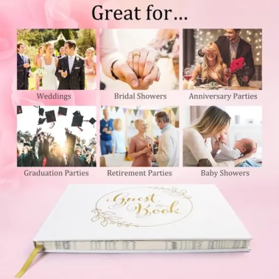 LotFancy Wedding Guest Book, Personalized Guest Book Reception, 128 Pages Thick Paper image {6}