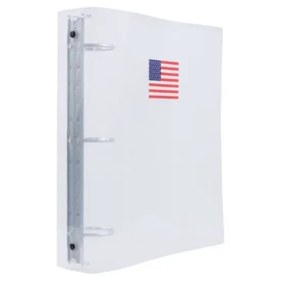 JAM PAPER Plastic 2 inch Binder - American Flag Clear 3 Ring Binder - Sold Individually image {1}