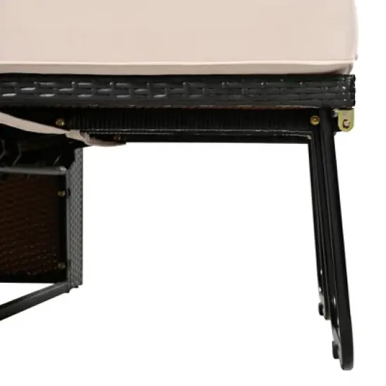 TIRAMISUBEST 2-Piece Rattan Daybed Set w/5-Positions,Outdoor Loveseat w/Bench,Roof & Cushions for Poolside,Backyard and Garden image {15}