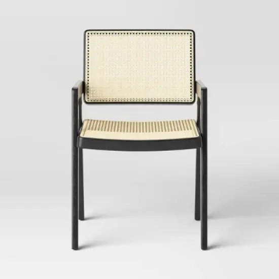 Wood Framed Woven Panel Dining Chair Black - Threshold&trade; image {2}