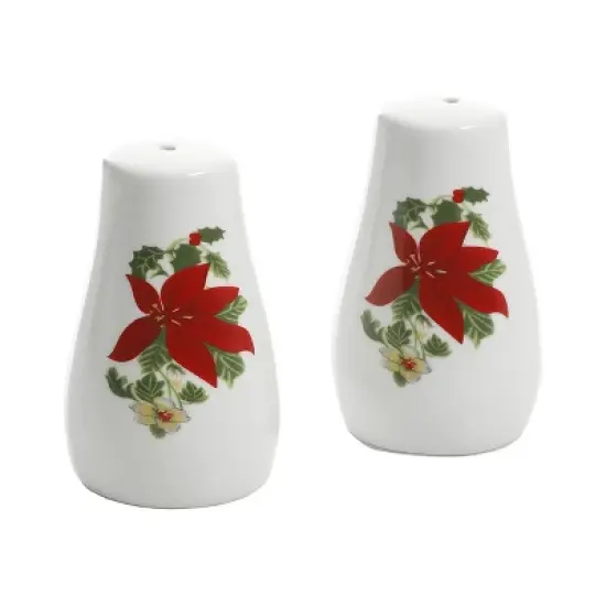 Gibson Home Perfect for Holidays Poinsettia 7 Piece Porcelain Serving Set in Red image {2}