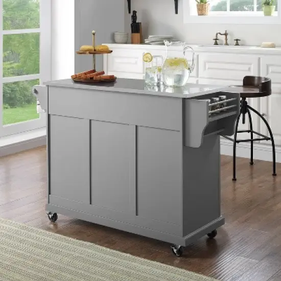 Stainless Steel Top Kitchen Cart/Island Vintage Gray - Crosley image {8}