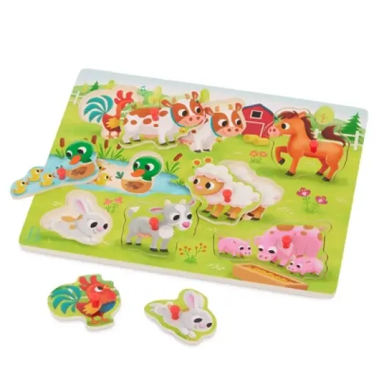 B. toys - Peg Puzzles Peek & Explore - Farm Animals & Barnyard - 2pk - 18pc image {2}