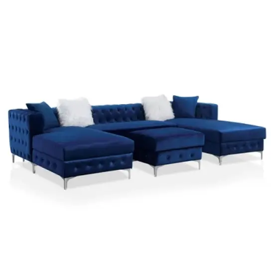 Elmhurst U Shaped Deep Button Tufted Sectional with Ottoman - HOMES: Inside + Out image {8}