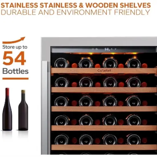 Ca'Lefort 24 Inch Wine Cooler Refrigerator - 54 Bottles Wine Fridge with Glass Door image {3}