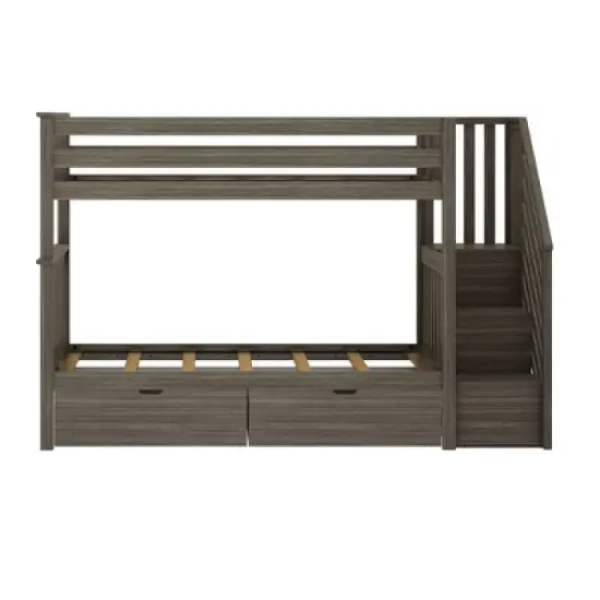 Max & Lily Twin over Twin Staircase Bunk Bed with Storage Drawers image {2}