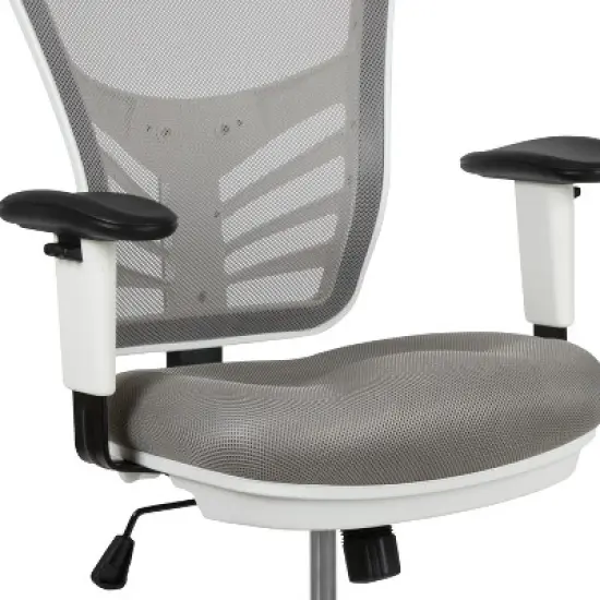 Flash Furniture Mid-Back Mesh Ergonomic Drafting Chair with Adjustable Chrome Foot Ring, Adjustable Arms image {6}