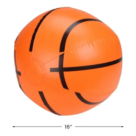 Pool Central Inflatable 6-Panel Beach Basketball -  16" - Orange image {3}
