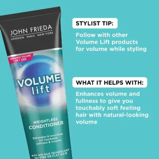 John Frieda Volume Lift Conditioner, Safe for Color Treated Hair, for Fine or Flat Hair - 8.45 fl oz image {2}