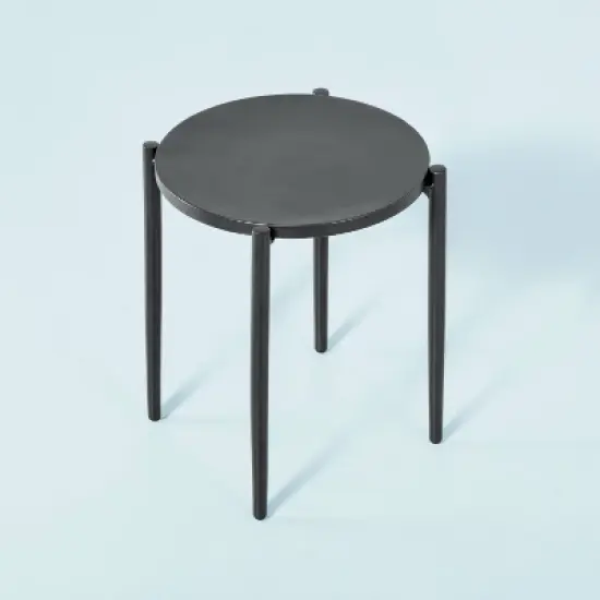Round Metal Outdoor Accent Table - Black - Hearth & Hand&trade; with Magnolia image {2}