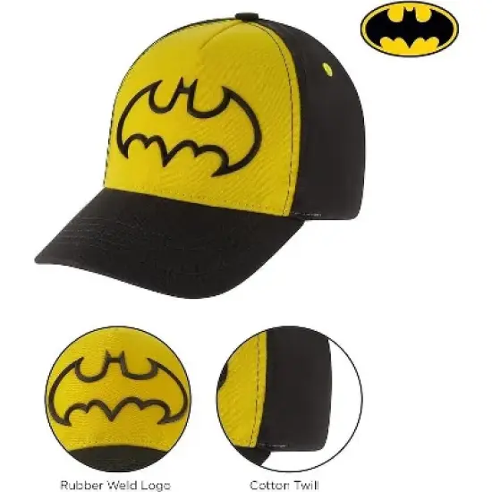 DC Comics Hat for Boys Size 2-7, Batman Kids Baseball Cap with 3D Design image {2}