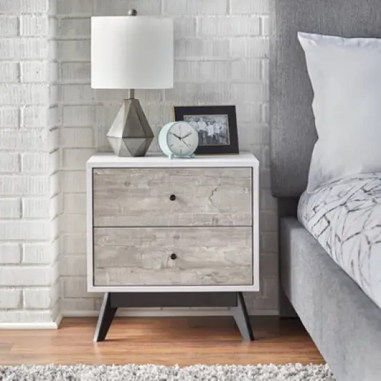 Crislana Mid-Century Nightstand White/Weathered Gray - Buylateral image {1}