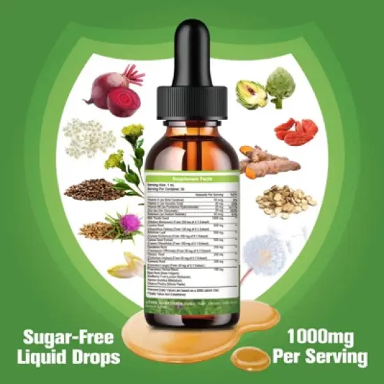 GreenPeople Liver Cleanse Detox Drops - with Milk Thistle Silymarin, Artichoke & Dandelion - 16x Potent Herb Nutrients - 1 Fl.Oz image {4}