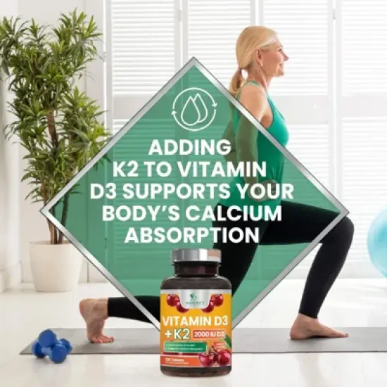 Vitamin D3 with K2 Supplement - High Potency Vitamin D Complex, Chewable - 60 Tablets;120 Tablets;180 Tablets image {6}