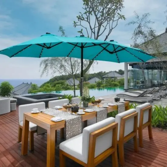 Ainfox 15ft Large Patio Umbrella With LED Lights image {4}