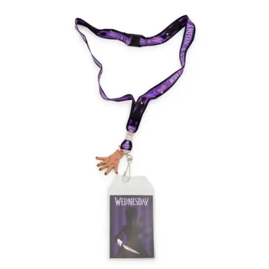 Silver Buffalo Addams Family Wednesday Silhouette Lanyard with ID Badge Holder and Thing Charm image {9}