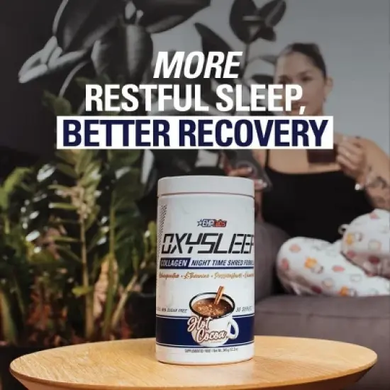 EHPlabs OxySleep Collagen Powder &ndash; Nighttime Sleep & Shred Support, Type 1 & 3 Bovine Collagen, Hot Cocoa Flavor &ndash; 30 Servings image {5}