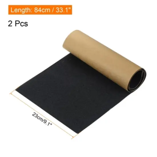 Unique Bargains Non-Slip Waterproof High Traction Grind Sandpaper Skateboard Scooter Grip Tape Sheets Black 2 Pcs image {1}