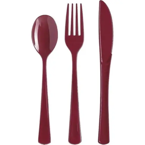 Exquisite Solid Color Plastic Utensil Cutlery Set Forks Spoons Knives- 150 Pack image {8}