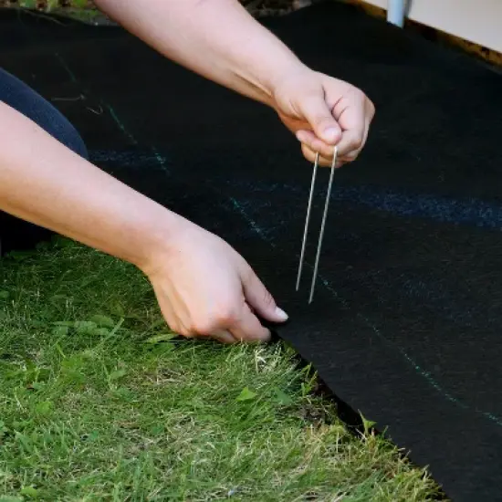 Sunnydaze UV Resistant Landscape Fabric Weed Barrier Fabric with Landscape Staples image {7}