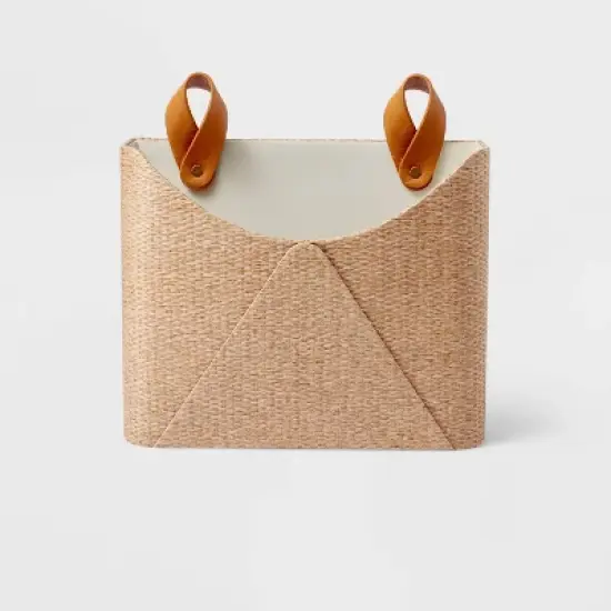 Woven Wall Pocket with Faux Leather Loop Taupe - Threshold&trade;: Wall File & Mail Organizer, Office Holder, image {2}