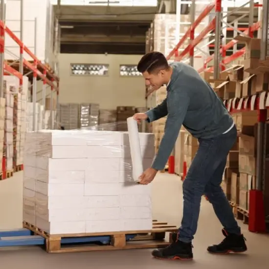 UOFFICE Stretch Wrap - 15" x 1500' x 80G, 1 Rls/Cs Hand Wrap Blown image {4}