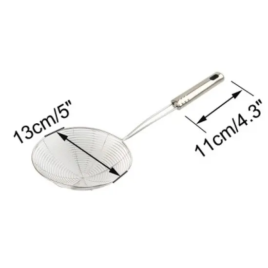 Unique Bargains Kitchen Cookware Net Mesh Long-Ladle Perforated Strainer 5'' Diameter image {1}