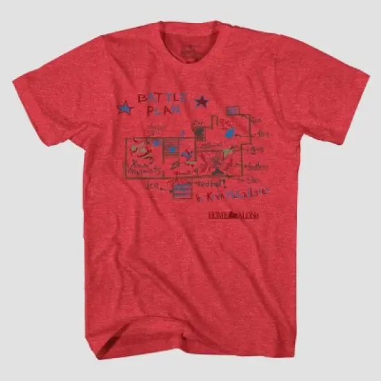 Men's Home Alone Battle Plan Short Sleeve Graphic T-Shirt - Heathered Red image {3}