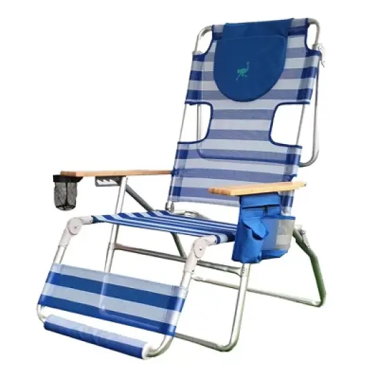 Ostrich 3-N-1 Altitude Outdoor Reclining Patio Beach Lounge Chair, Blue (3 Pack) image {1}