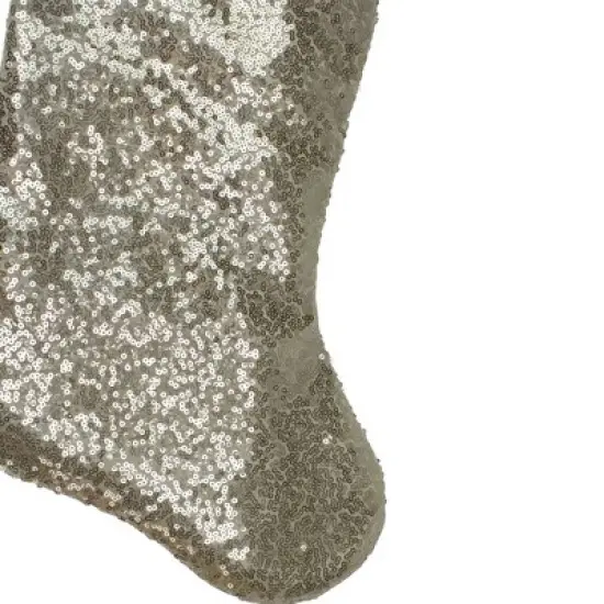Northlight 22" Golden Metallic Sequined Christmas Stocking with Satin Cuff image {3}