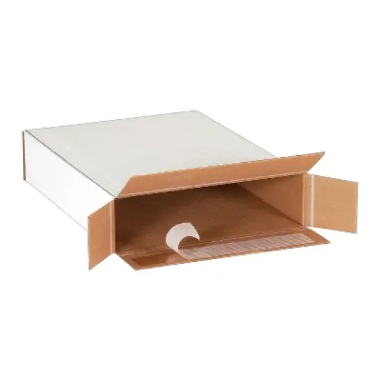 10.88" x 2" x 12.25" Self-Sealing Side Loading Boxes 32 ECT White 25/Bundle (10212SSFOL) image {4}