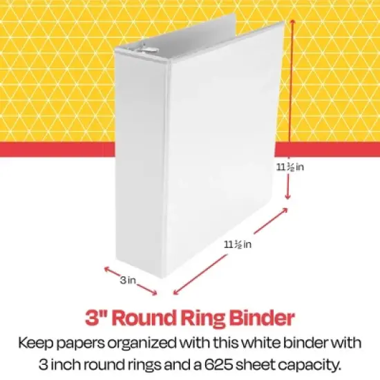 School Smart Round Ring View Binder, Polypropylene, 3 Inches, White image {5}