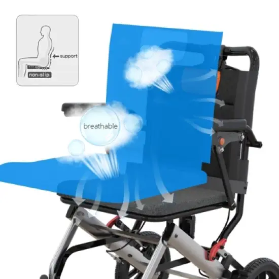 Ultra-Light Portable Transport Wheelchair, Foldable w/Lock Brakes & Flip Armrests image {4}