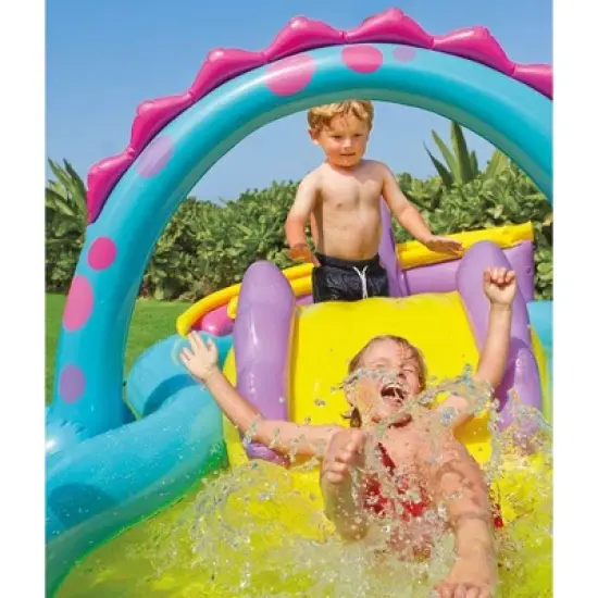 Intex Dinoland Backyard Kiddie Inflatable Swimming Pool and Inflatable Ocean Play Center Pool with Slides, Water Sprayers, Toys, and Games image {3}