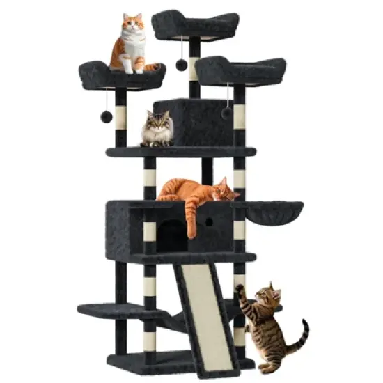 68.5-Inch Heavy-Duty Cat Tree for Large Cats & Indoor Cats, Multi-Level Cat Tower with 2 Condos, Plush Perches, Sisal Scratching Posts image {7}