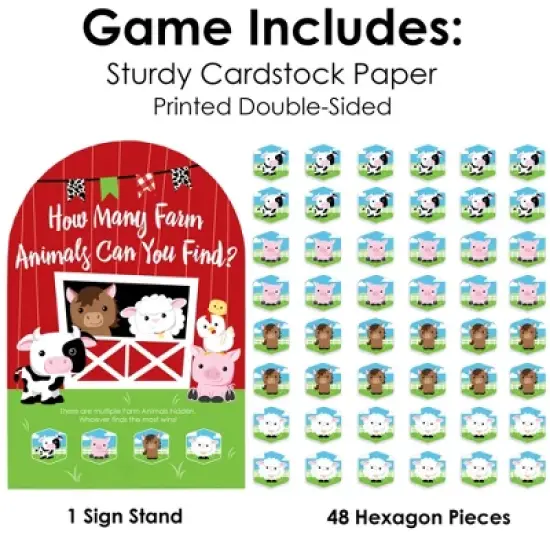 Big Dot of Happiness Farm Animals - Barnyard Baby Shower or Birthday Party Scavenger Hunt - 1 Stand and 48 Game Pieces - Hide and Find Game image {3}