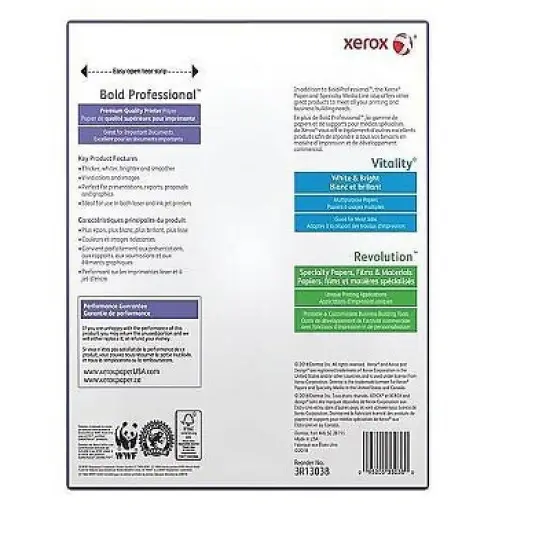 Xerox Bold Professional Quality Paper 98 Bright 8 1/2 x 11 White 500 Sheets/RM 3R13038 image {4}