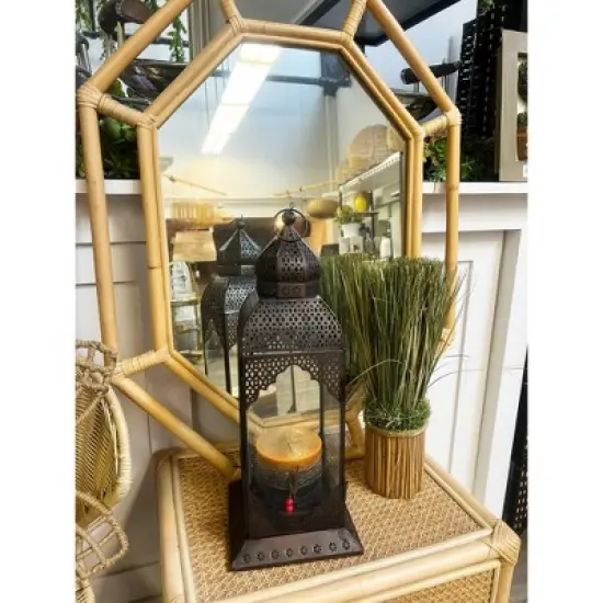 Essential Decor & Beyond 19" Moroccan Metal Hanging Lantern Decorative Accent image {2}