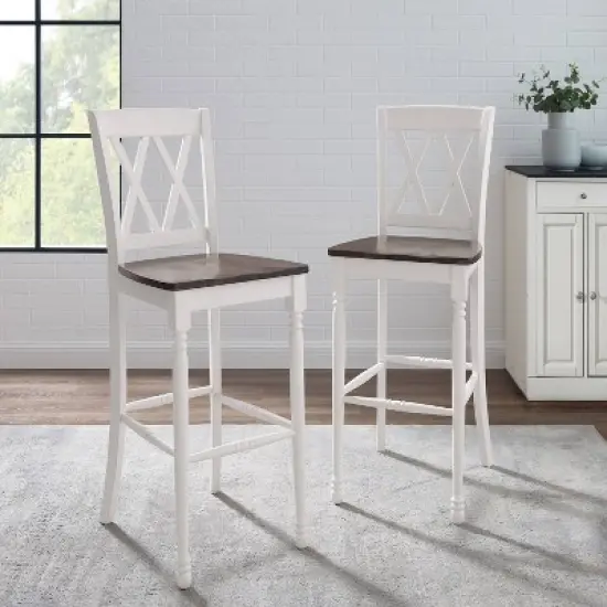 Set of 2 Shelby Barstools Distressed White - Crosley image {6}