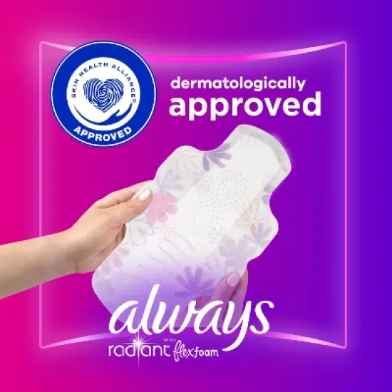 Always Radiant FlexFoam Heavy Flow Absorbency Pads with Wings - Scented - Size 2 image {4}