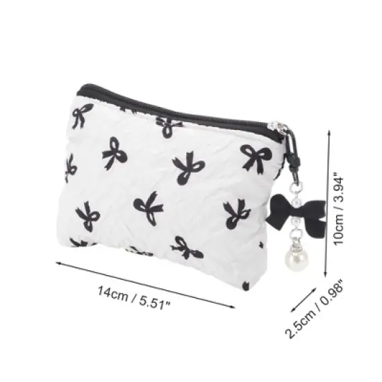 Unique Bargains Dumpling Bag with Pendant Bow Makeup Bag 1 Pc image {1}