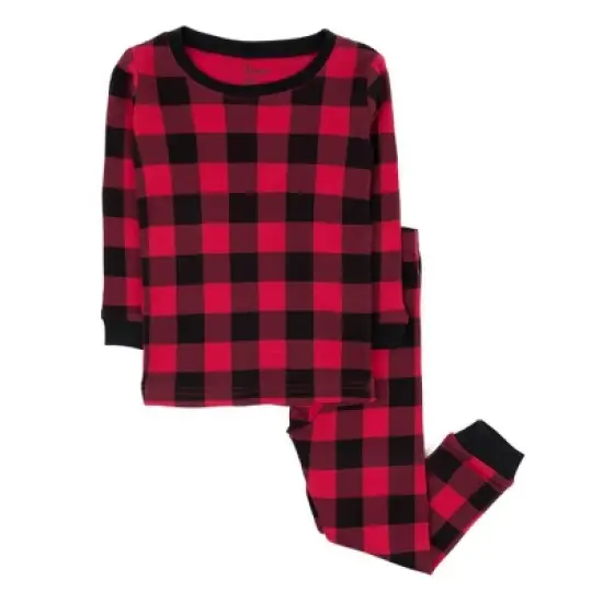 Leveret Kids Two Piece Cotton Plaid Christmas Pajamas image {4}