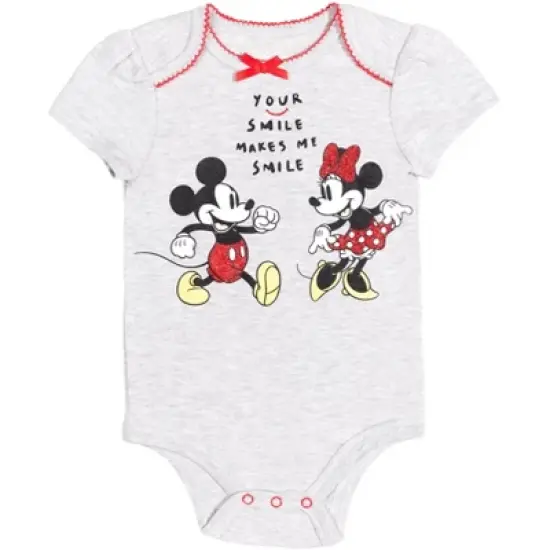 Disney Minnie Mouse Princess Ariel Baby Girls Bodysuit Graphic T-Shirt Mesh Skirt and Leggings 4 Piece Layette Set image {2}