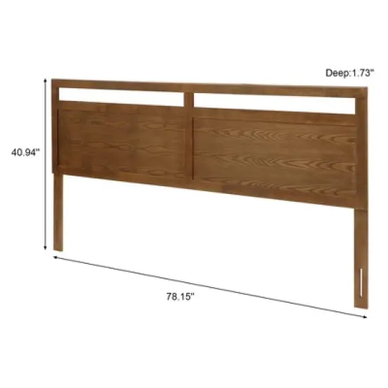 LuxenHome Farmhouse Double Panel Wood Headboard, King Brown image {7}