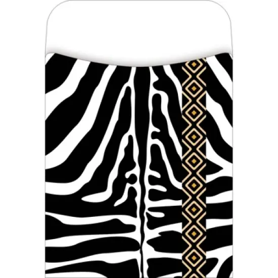 3pk 30ea Black and White Designs Peel & Stick Library Pockets - Barker Creek: Teaching Aid, All Ages, 90 Pieces image {3}