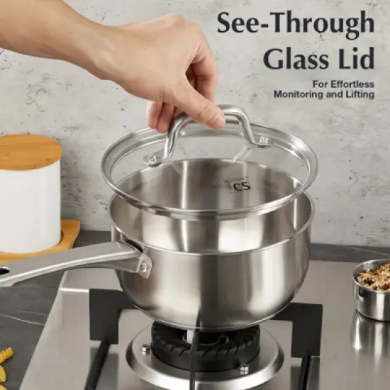 KOCH SYSTEME CS Stainless Steel Saucepan Set, Sauce Pan, Premium  Steel Sauce Pan, Induction Saucepans, Oven Safe image {5}