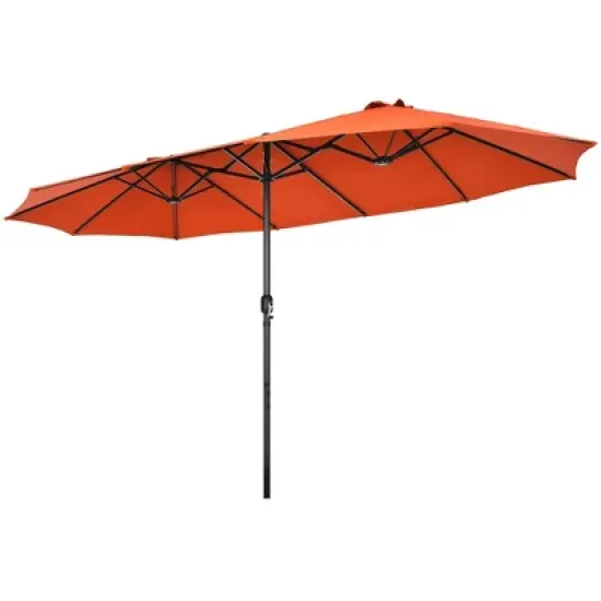 Costway 15FT Patio Double-Sided Umbrella Crank Outdoor Garden Market Sun Shade Red\Blue\Coffee\Beige\Navy\Orange\Turquoise image {13}